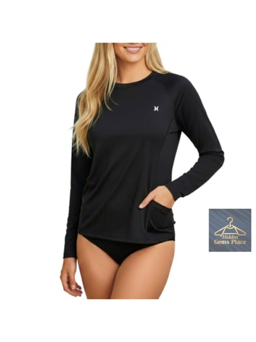 Long Sleeve Rash Guard SPF 50+ Sun Shirt with Pockets Quick Dry